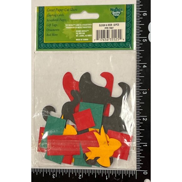 Christmas Paper Cuts 32 Pcs Sleigh & Deer Assortment by NICOLE PPR7007 - Picture 2 of 2